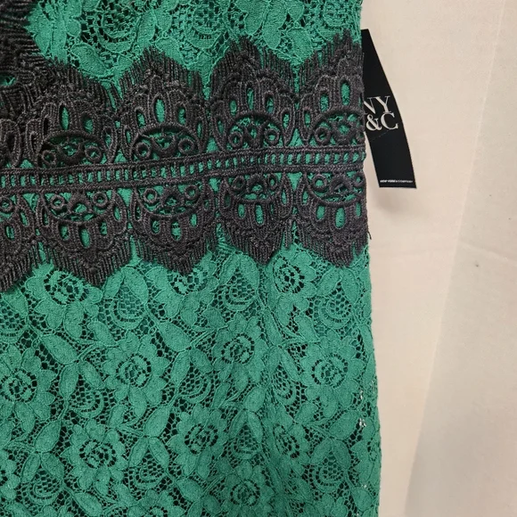 NY&C Green Black Lace Dress Size L Large Cocktail Dinner Cruise Wear New - Picture 8 of 12